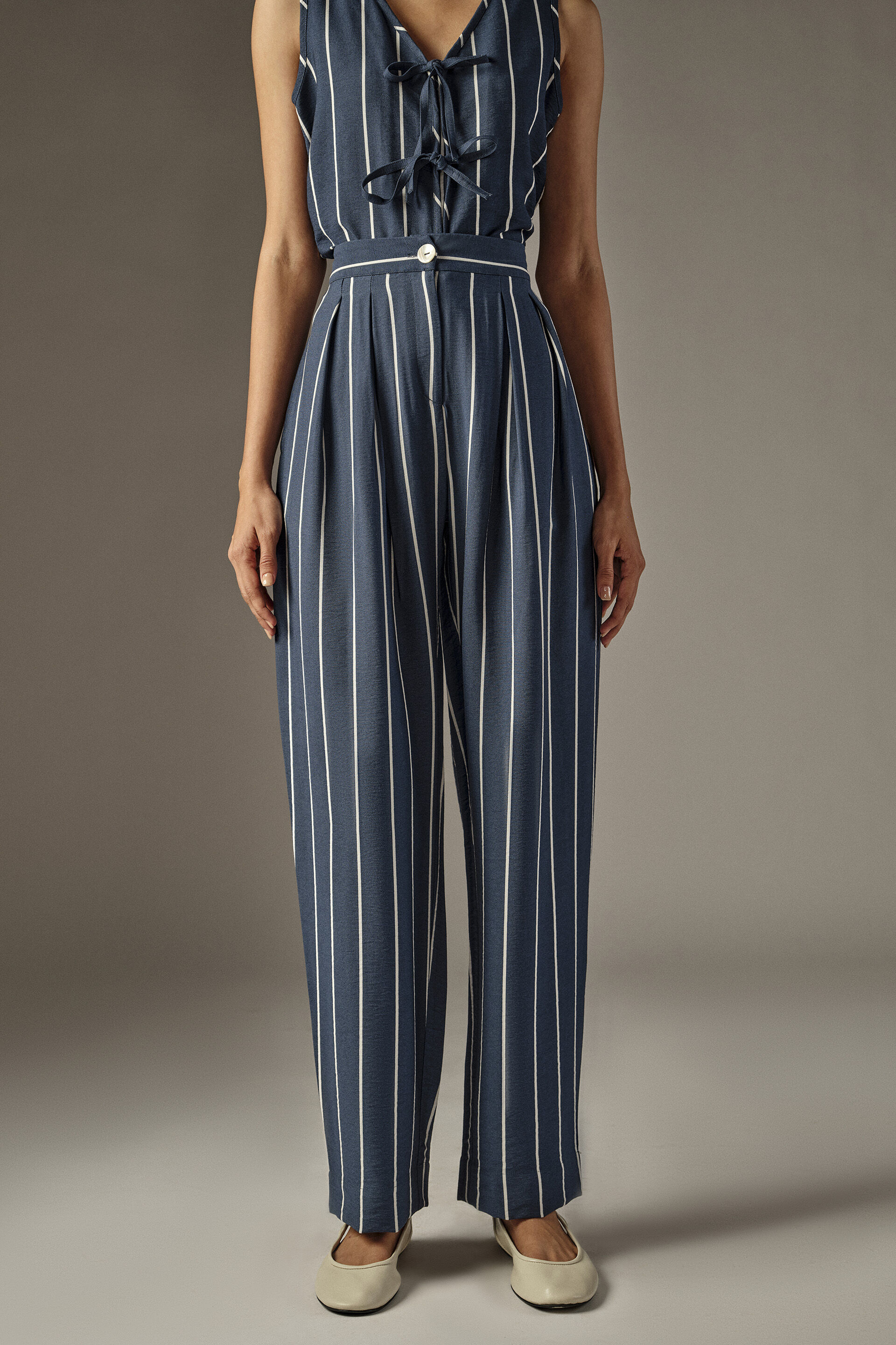 Striped Barrel Pants in Blue, Navy, image 3